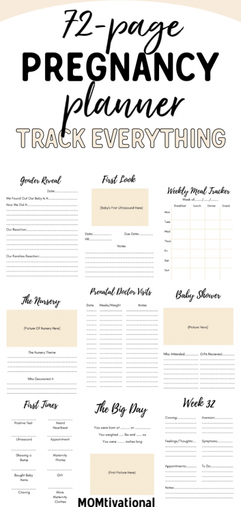 A 72-Page Printable Pregnancy Planner for Expecting Moms. There are so many things to do in the weeks leading up to the arrival of your little one. #pregnancy #printable #planner