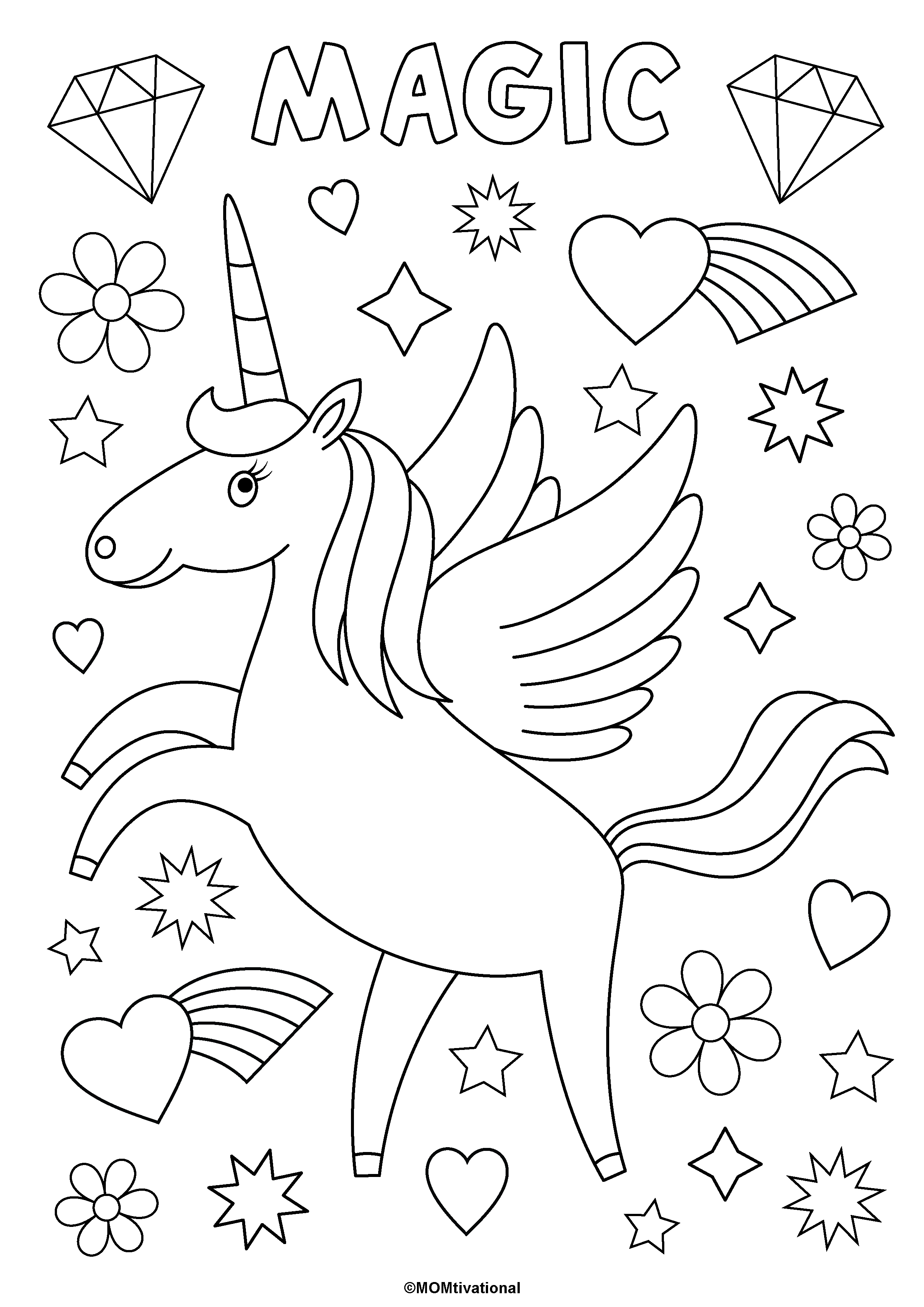 Fun and Free Unicorn Coloring Pages For Kids - MOMtivational