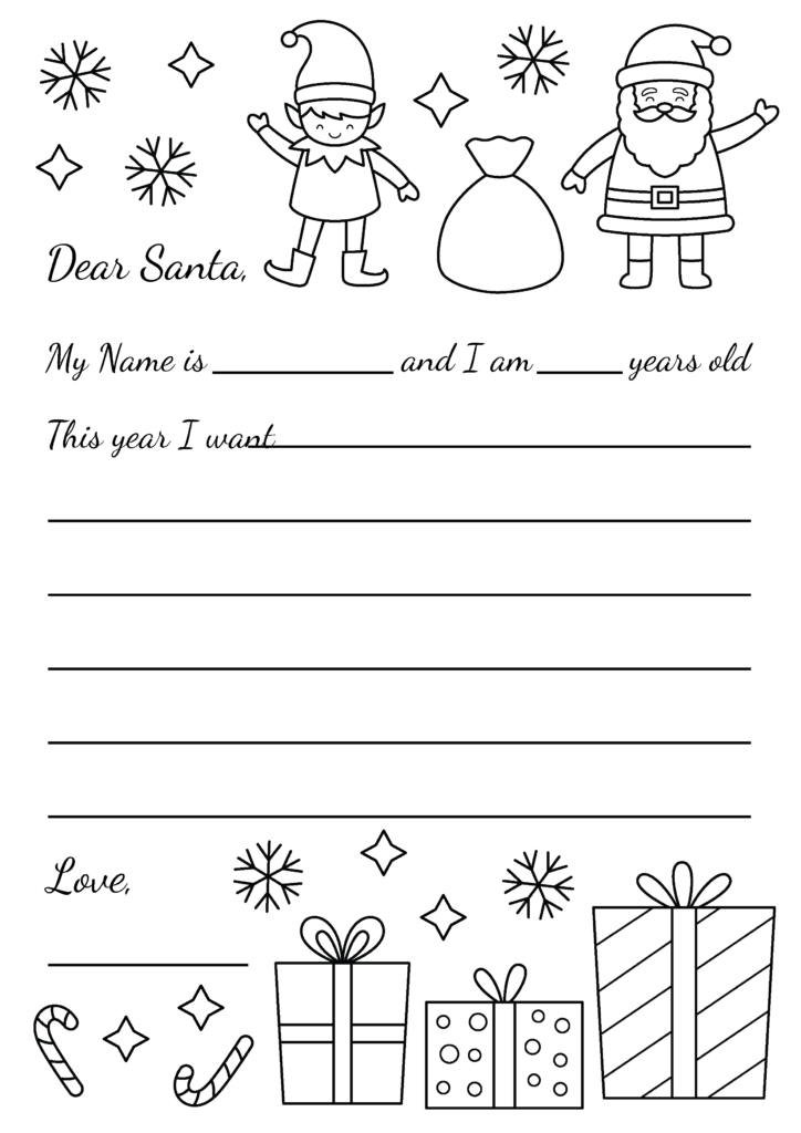 christmas list coloring page online