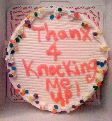 Thank you for knocking me up Pregnancy Cake Announcement