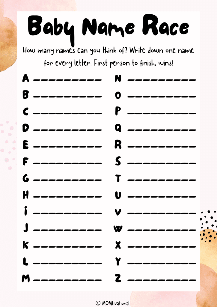 how to play baby name race free printable momtivational