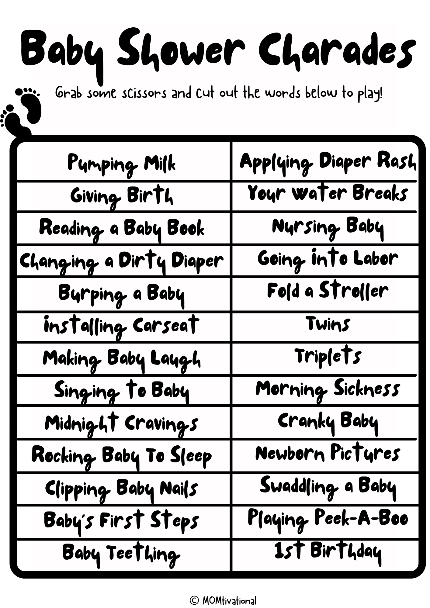 How To Play Baby Shower Charades FREE Printable MOMtivational