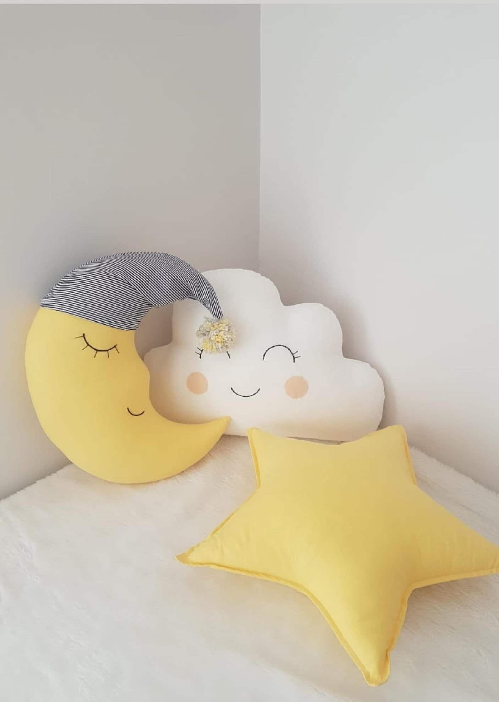3 set Moon Cloud and Star Kids Pillows  Baby Bedding New Baby