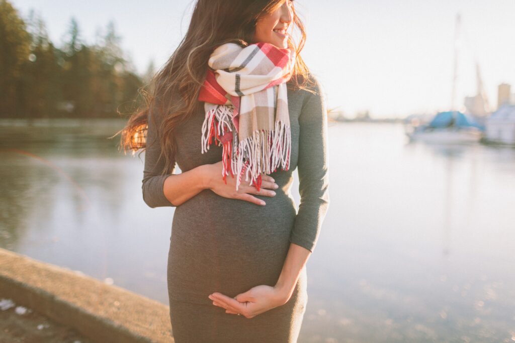 Pregnant women with tight dress