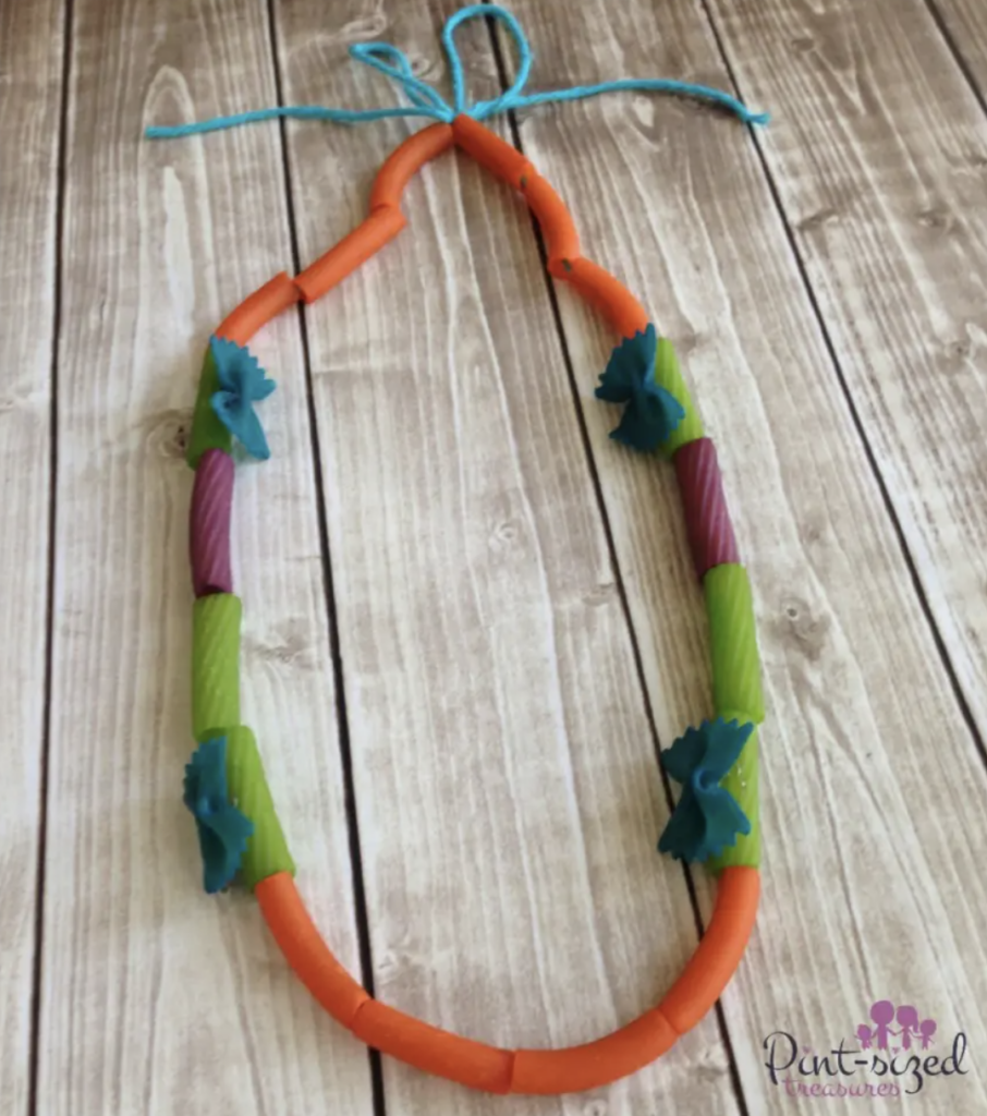 Pasta Necklaces are an amazing and easy summer crafts idea for two years olds they will LOVE