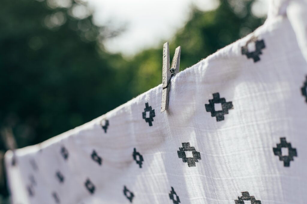 hanging to dry baby clothes and cloth diapers