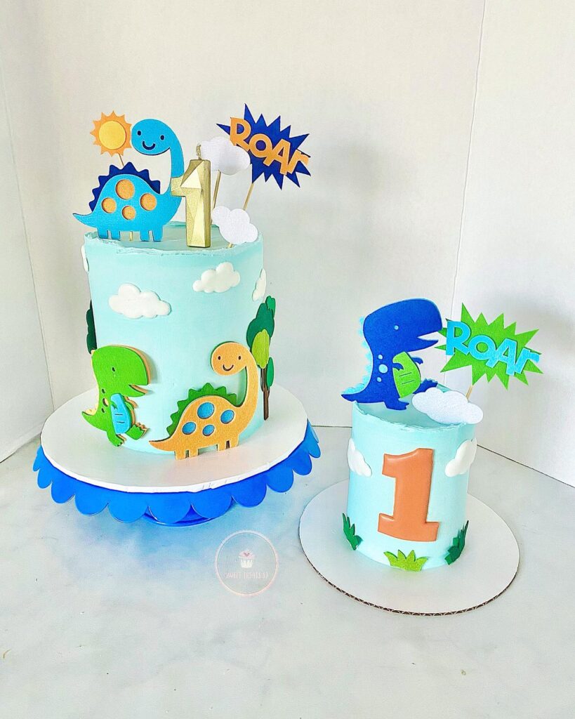 Dino-inspired birthday cake