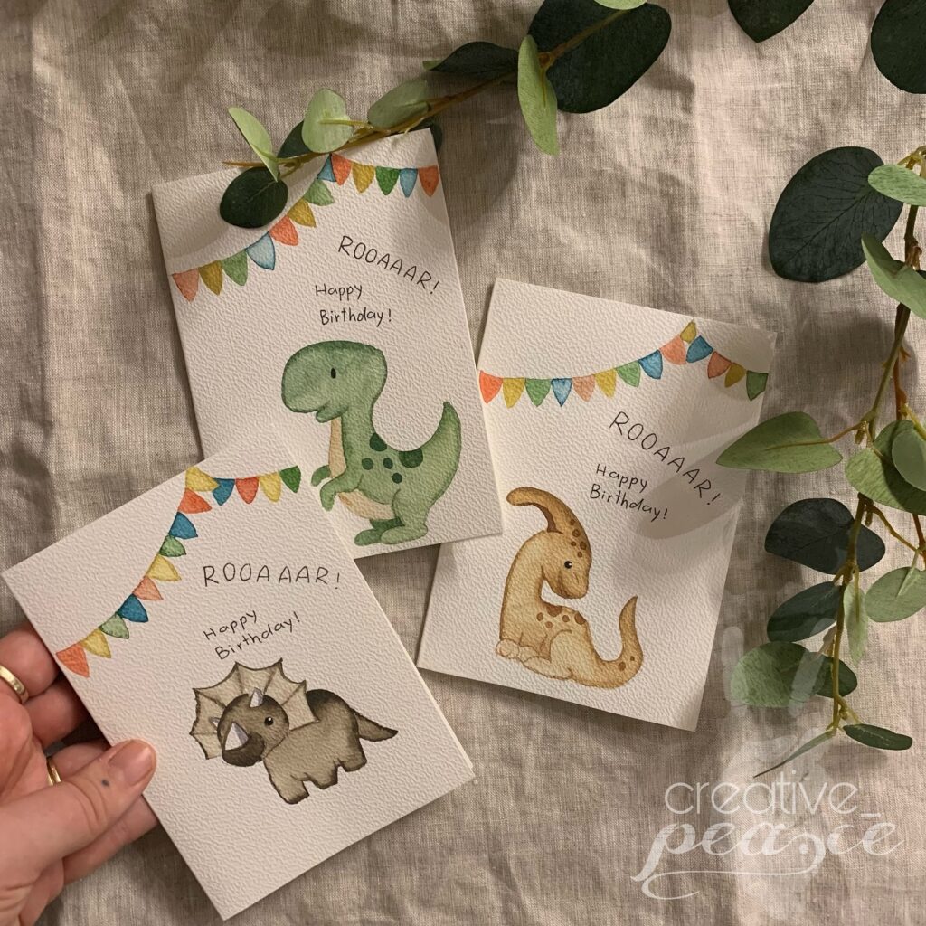 Dinosaur-themed invitation cards