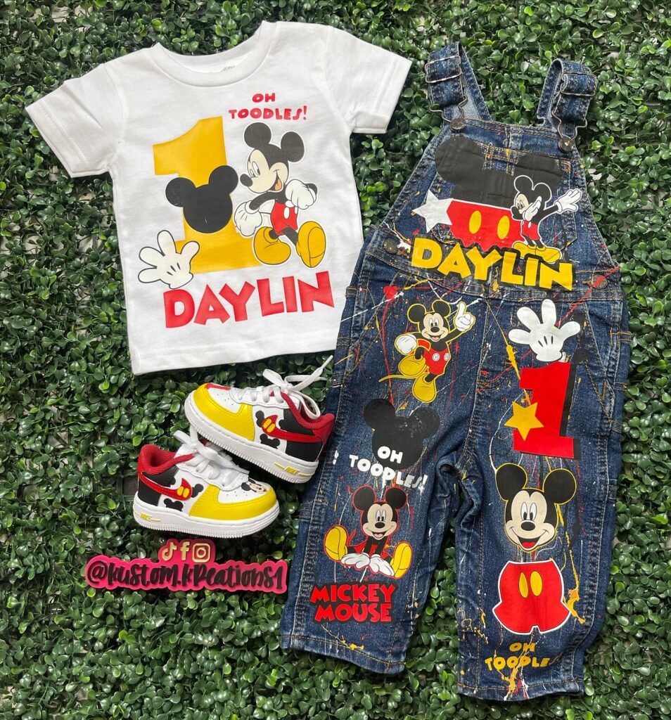 Customized Mickey mouse designed outfit for the celebrant