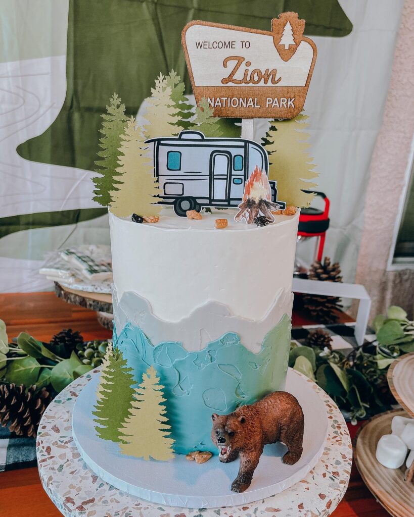 Mountain-inspired birthday cake