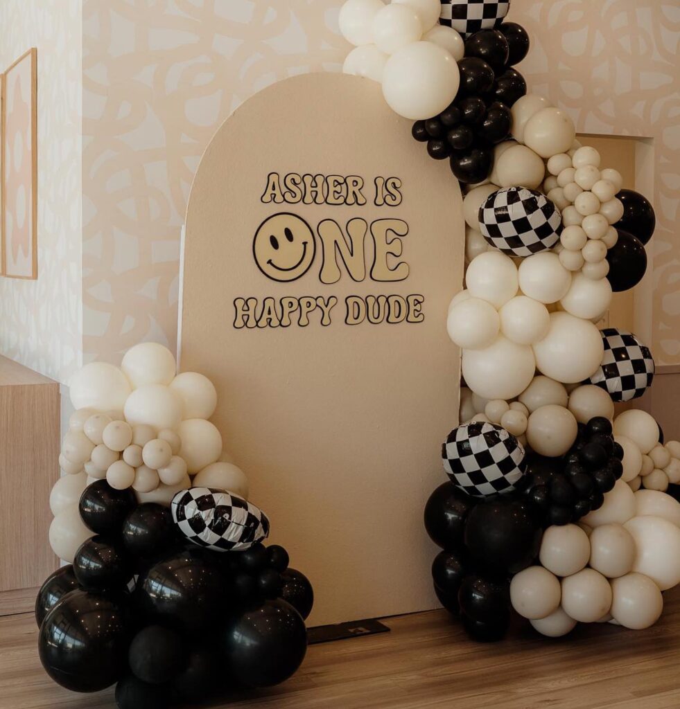 One happy dude first birthday theme and balloon decorations