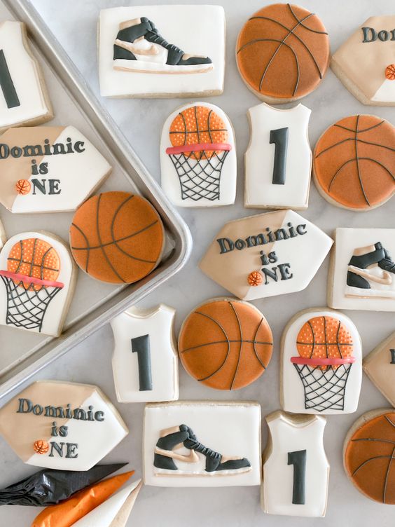 Basketball-inspired birthday cookies