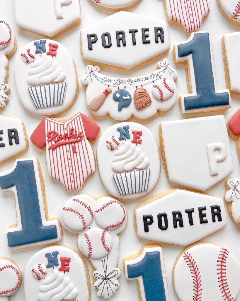 Baseball-inspired birthday cookies