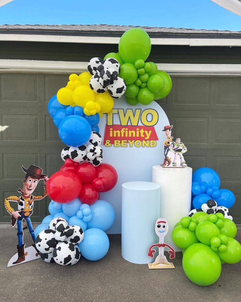 Toy story second birthday theme and balloon decorations