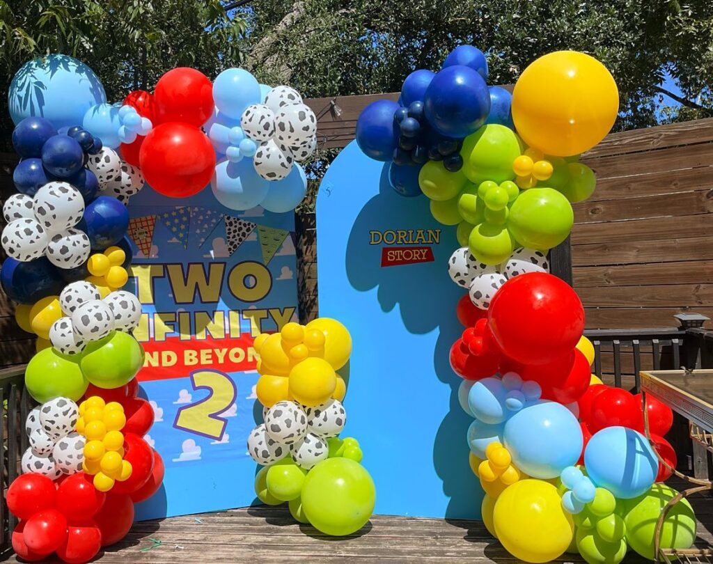 Toy story second birthday theme and balloon decorations