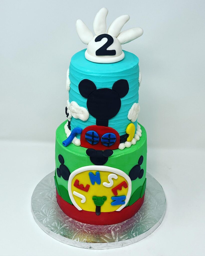 Mickey mouse-inspired two tier birthday cake