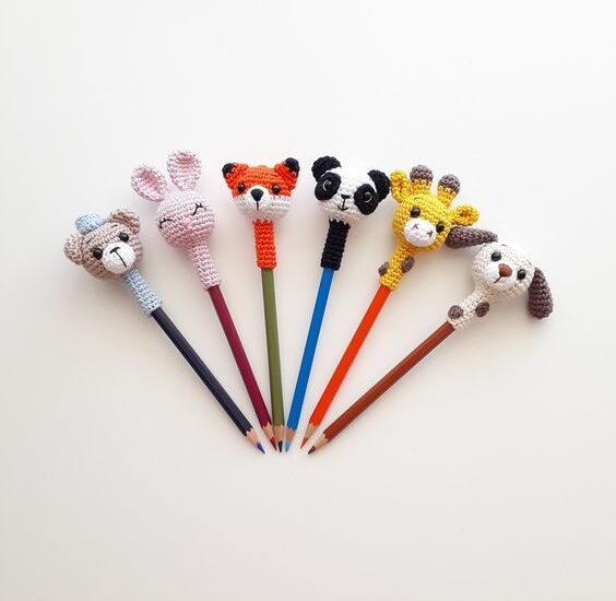 DIY crochet animals pencil toppers 