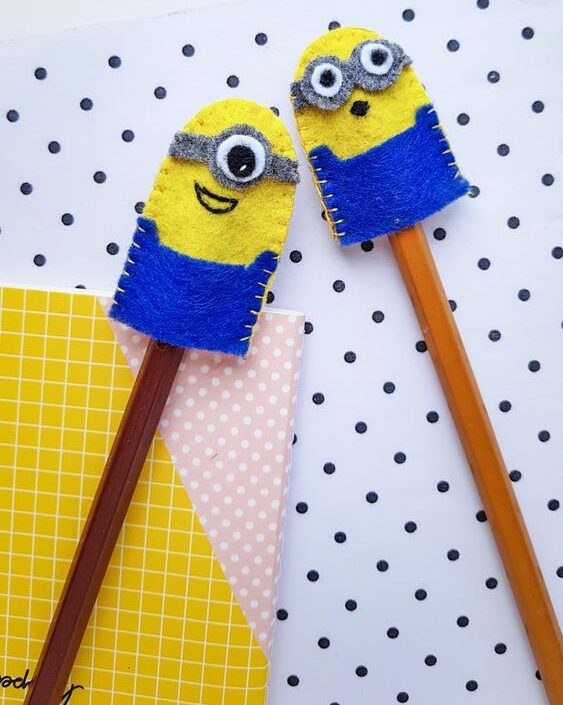 DIY felt minion pencil toppers