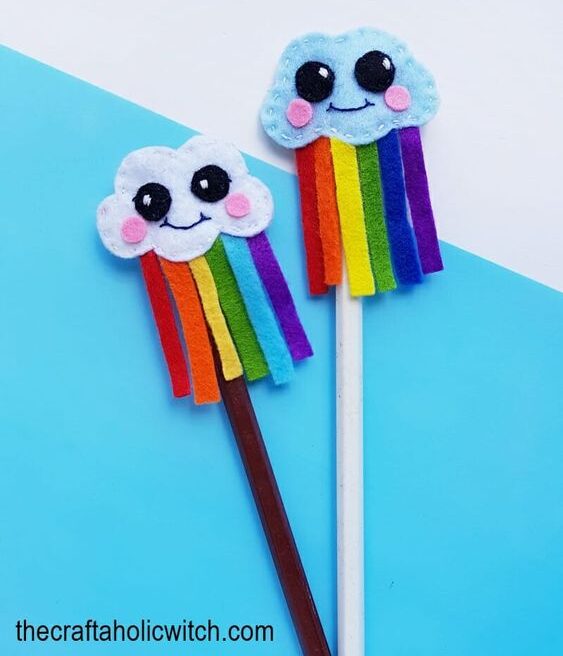 DIY felt kawaii rainbow pencil toppers