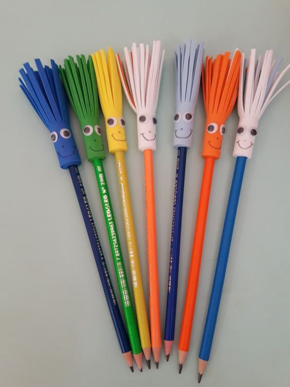 Colorful monster pencil toppers