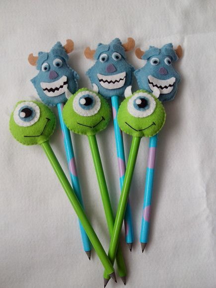 Monster's University inspired pencil toppers