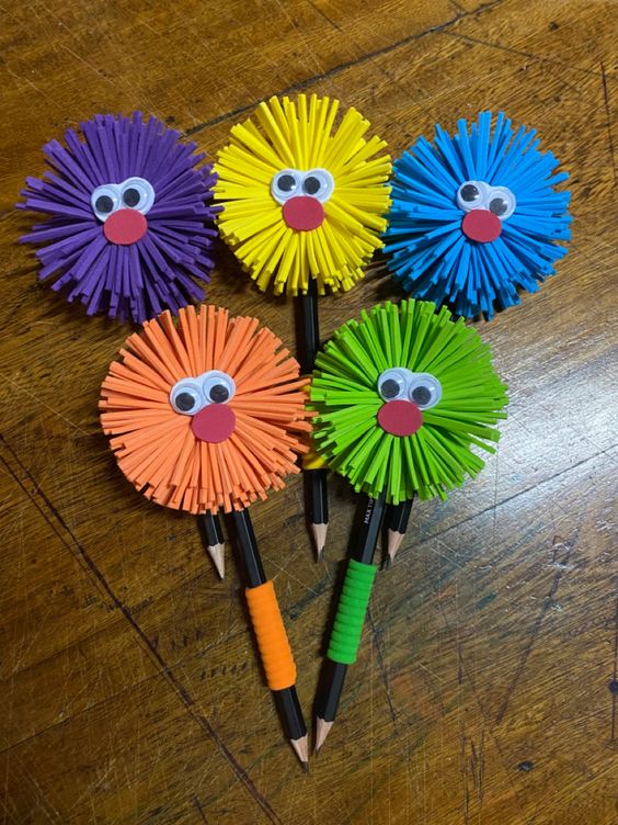 Colorful monster pencil toppers