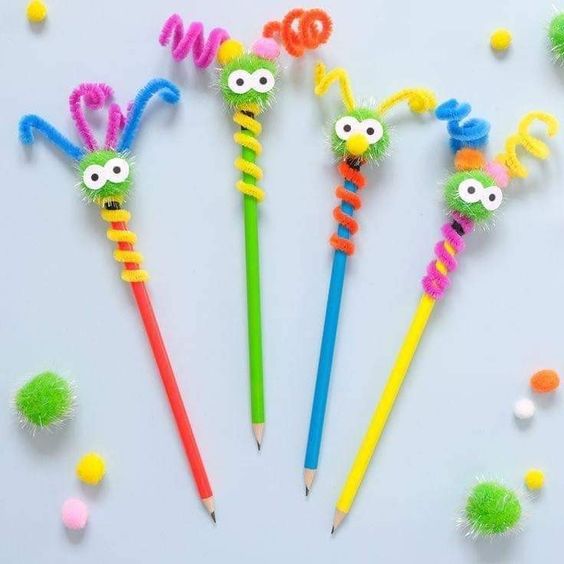 Colorful monster pencil toppers