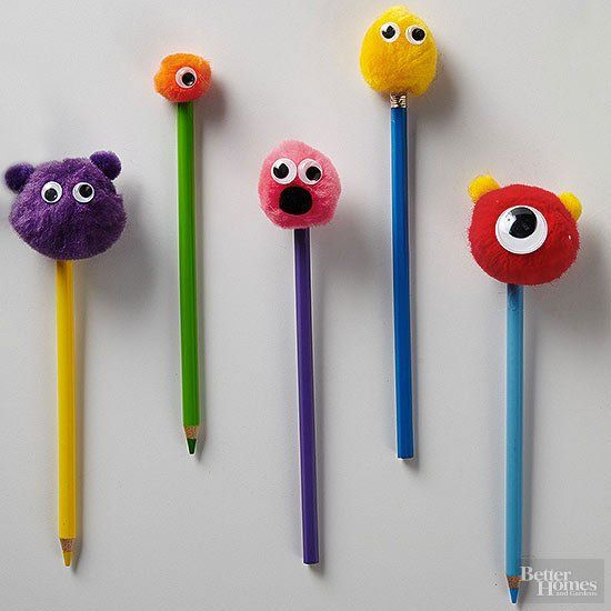 DIY plain Halloween pencil toppers in different colors